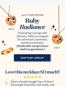 Ruby birthstone jewelry