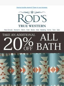 SAVE–Western Bath Essentials 20% off Today Only!