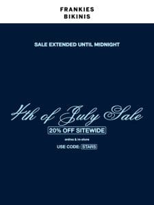 SITEWIDE SALE EXTENDED 24 HOURS