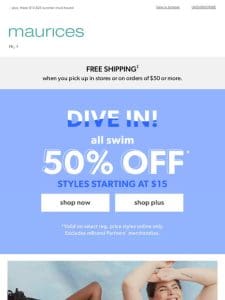 SPLASH! 50% off all swim