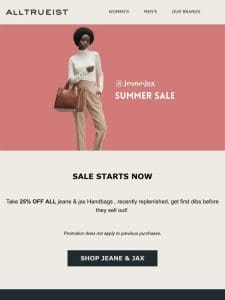 SUMMER SALE | Jeane & Jax Handbags – 25% OFF starts now!