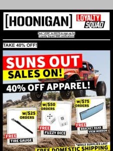 SUNS OUT – GET 40% OFF