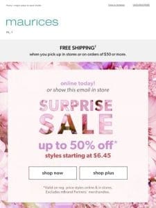 ? SURPRISE ?Up to 50% off sale!