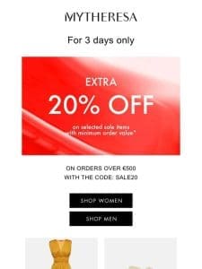 Sale on sale: Extra 20% off selected styles