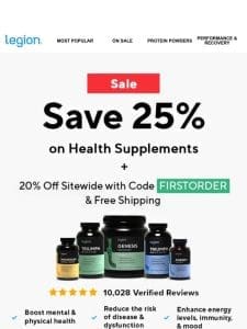 Save 25% on multivitamins， greens， fish oil， and more!