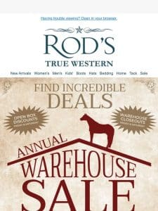 Save The Date for Our Big Annual Warehouse Sale