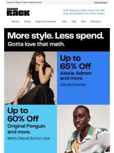 Save big on dresses， men’s button-ups & more