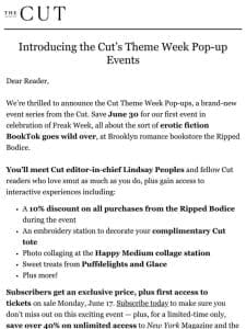 Save the Date: Join us for the Cut’s First Theme Week Pop-up Event