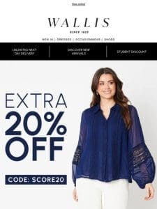 Score and extra 20% off