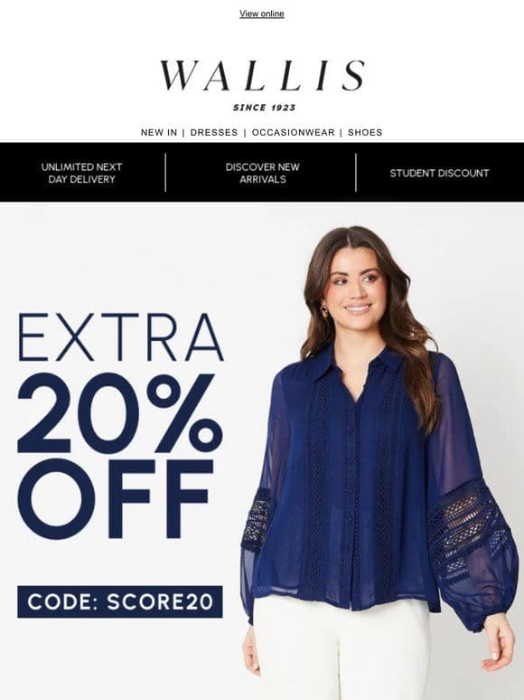 Score and extra 20% off