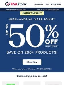 Semi-Annual Sale: Up to 50% OFF!