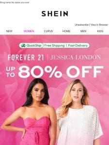 Shop F21， Jessica London + More With QuickShip!