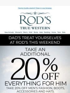 Shop For Dad-20% off For Him In Store!