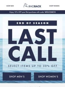 Shop Last Call: Up to 30% Off