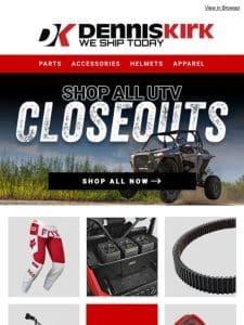 Shop The UTV Closeouts to SAVE BIG!