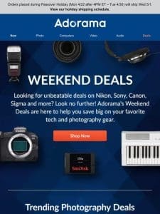 Shop Weekend Deals on Top Brands at Adorama