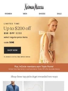 Shop more， save more: $50-$200 off