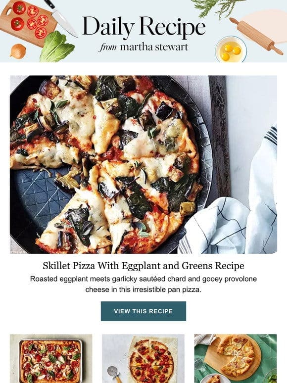 Skillet Pizza With Eggplant and Greens Recipe