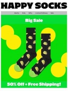 Sock Sale， 50% off!