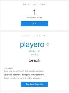 SpanishDictionary.com Daily Lesson — Review Your Words and Learn “playero”