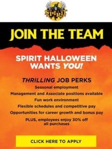 Spirit Halloween is hiring NOW!