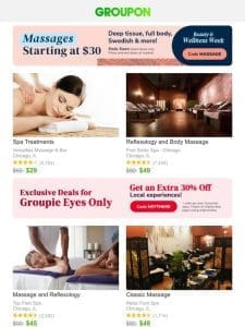 ? Spring Beauty Week Special: Massages starting from $30!?