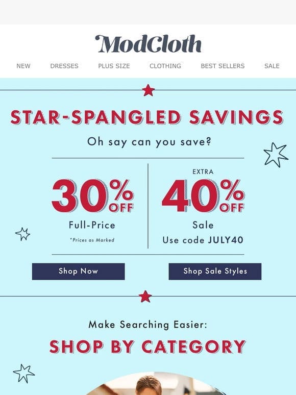 Stars， Stripes & Savings   30% OFF