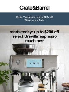 Starts TODAY: Up to $200 off on select Breville espresso machines!