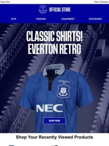 Step Back in Time with Everton Retro Shirts!