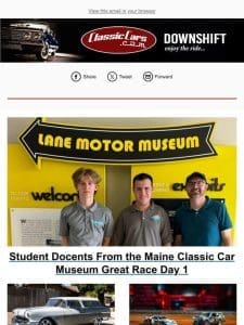 Student Docents From the Maine Classic Car Museum Great Race Day 1