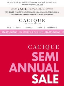 ? THE CACIQUE SEMI-ANNUAL SALE STARTS NOW ?