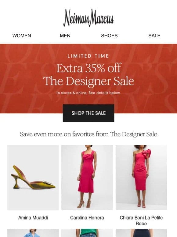 THREE DAYS ONLY: Extra 35% off The Designer Sale
