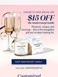 TODAY ONLY: $15 off Anniversary Candle