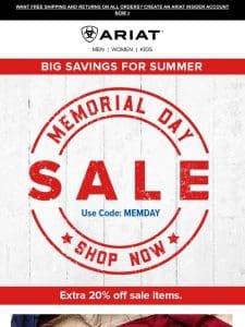 Take an Extra 20% Memorial Day Sale- Items