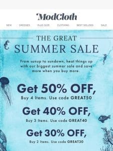 The Best Summer Sale is HERE   Up to 50% OFF