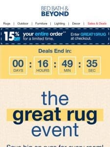 The Great Rug Even Ends Tonight!