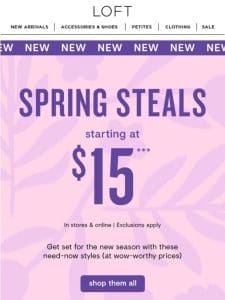 These can’t-miss spring steals start at $15!