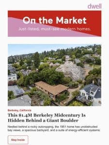 This $1.4M Berkeley Midcentury Is Hidden Behind a Giant Boulder