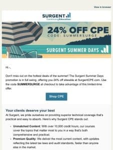 Time is Running Out! Get 24% Off Surgent CPE—Premium Education Awaits