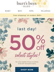 Today’s the last day! 50% off!