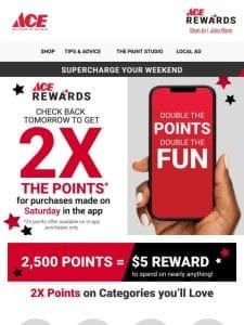 ?? Tomorrow is 2X More Fun with 2X Points