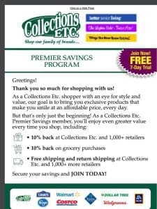 Try Our Premier Savings Program FREE for 7 Days!