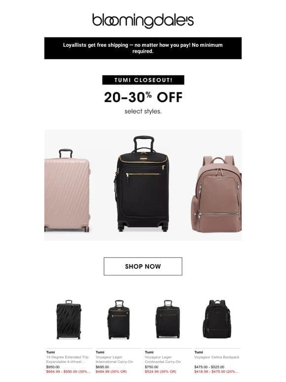 Tumi: 20-30% off