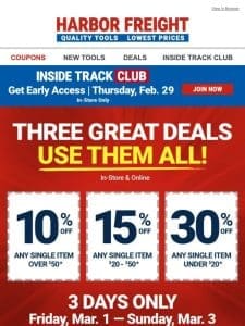 UP TO 30% OFF! Three Great Coupon Deals This Weekend Only， YOU CAN USE THEM ALL!