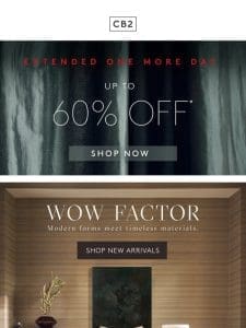 UP TO 60% OFF EXTENDED