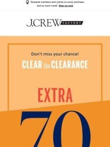 UPDATE: EXTRA 70% off 100s of NEW CLEARANCE STYLES!