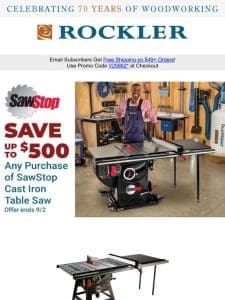 Unprecedented SawStop Savings + Savings on Easy Wood Tools End Today!