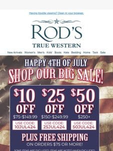 Up To $50 off Your Order During our 4th Of July Sale