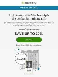 Up to 30% off Gift Memberships for Dad (no shipping necessary!)