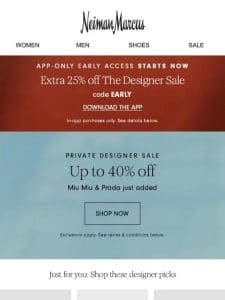 Up to 40% off top designers!